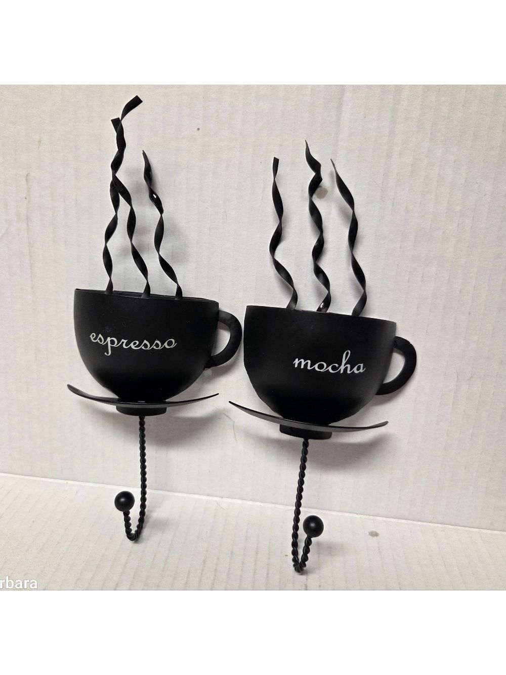 2004 Michael Alan Designs Black Metal Coffee Cup Wall-mounted Hooks